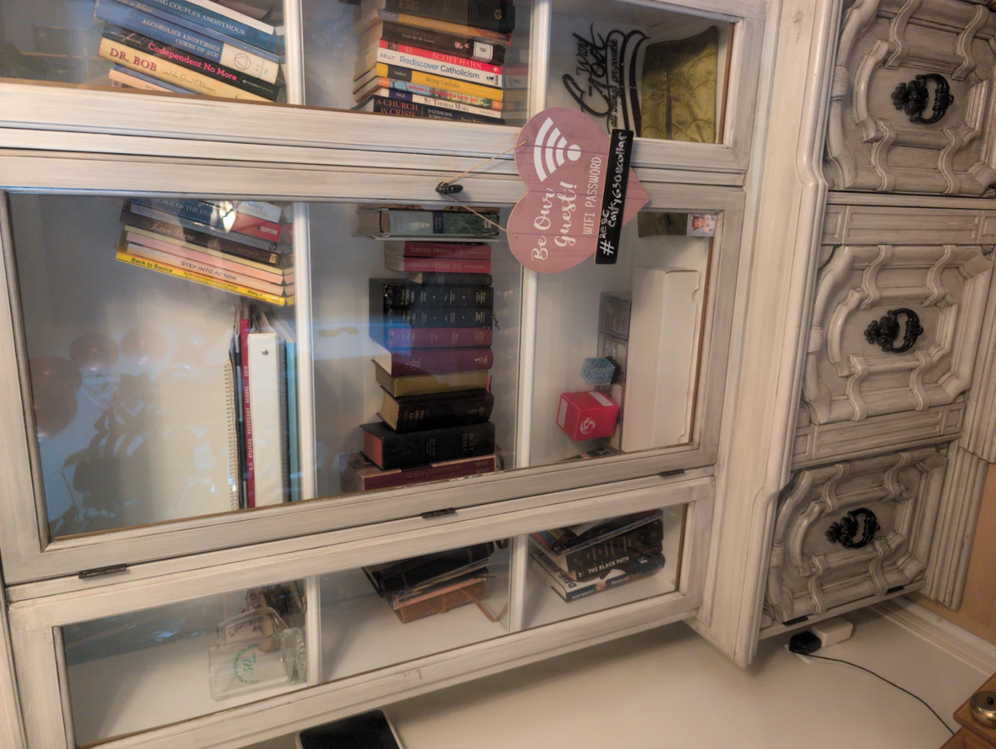 Vintage Painted Wooden China Cabinet