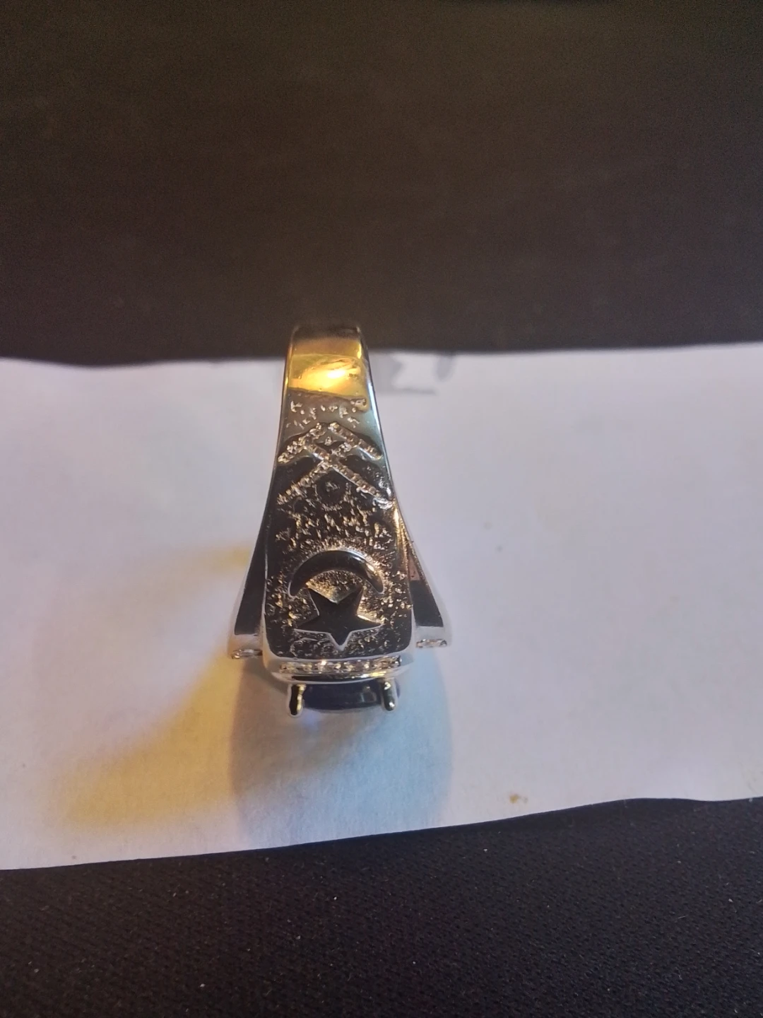Masonic Shriner Signet Ring - Natural Ceylon Blue Sapphire - photo 2