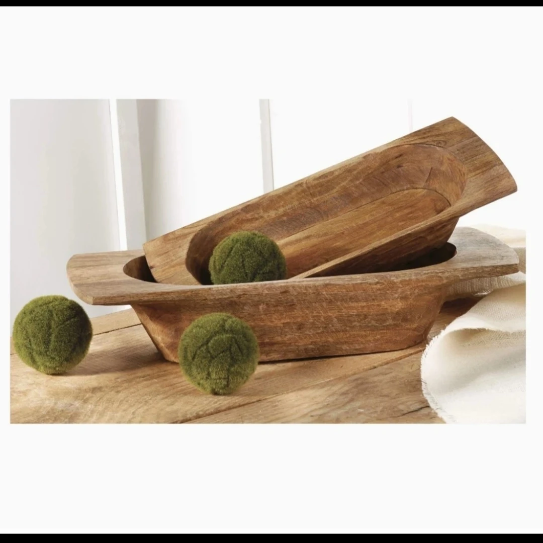 NEW Mud Pie Wooden Dough Bowl | 20" or 24" | Farmhouse Decor
