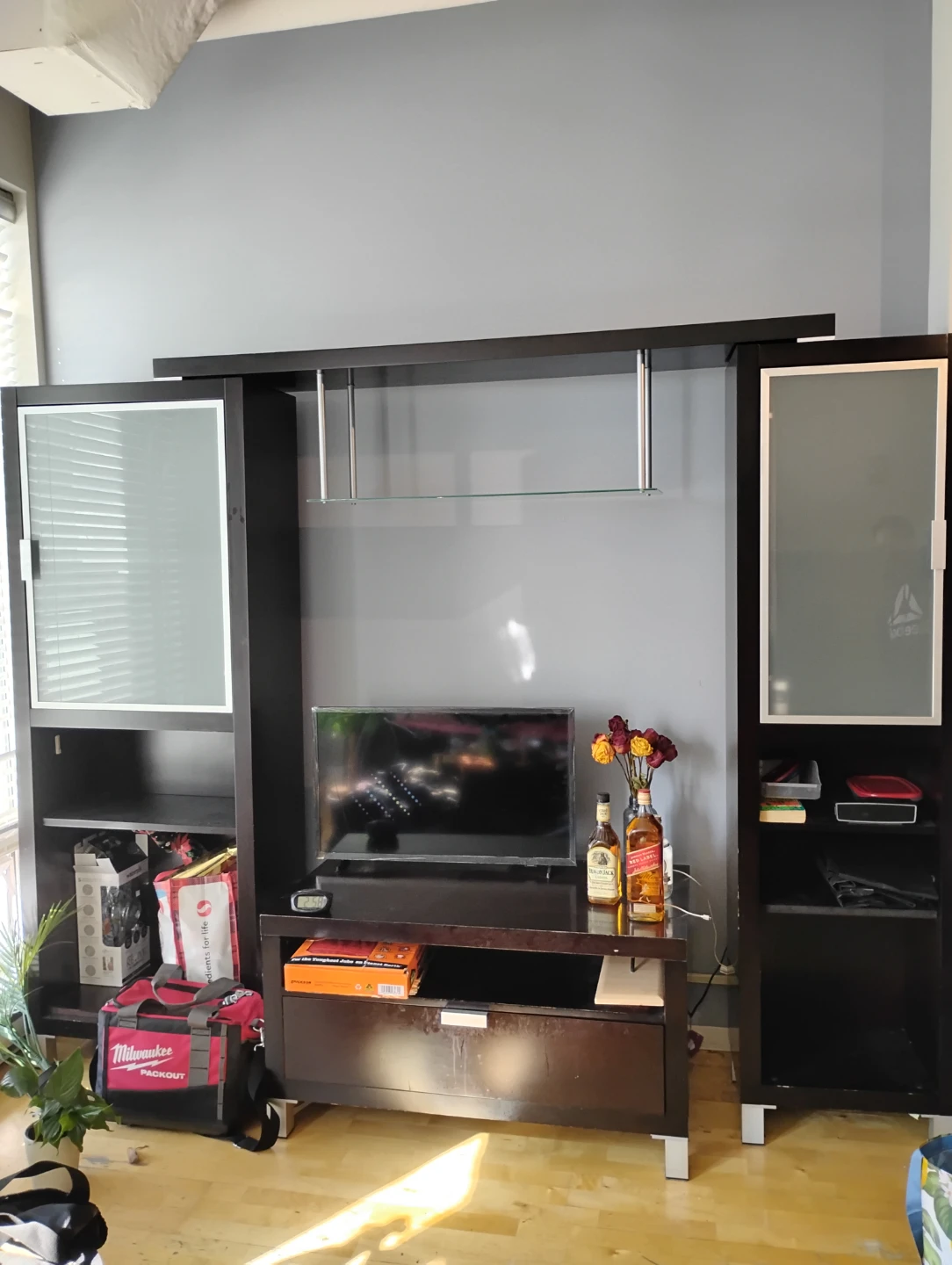 Dark Brown Entertainment Unit with Glass Doors - photo 3