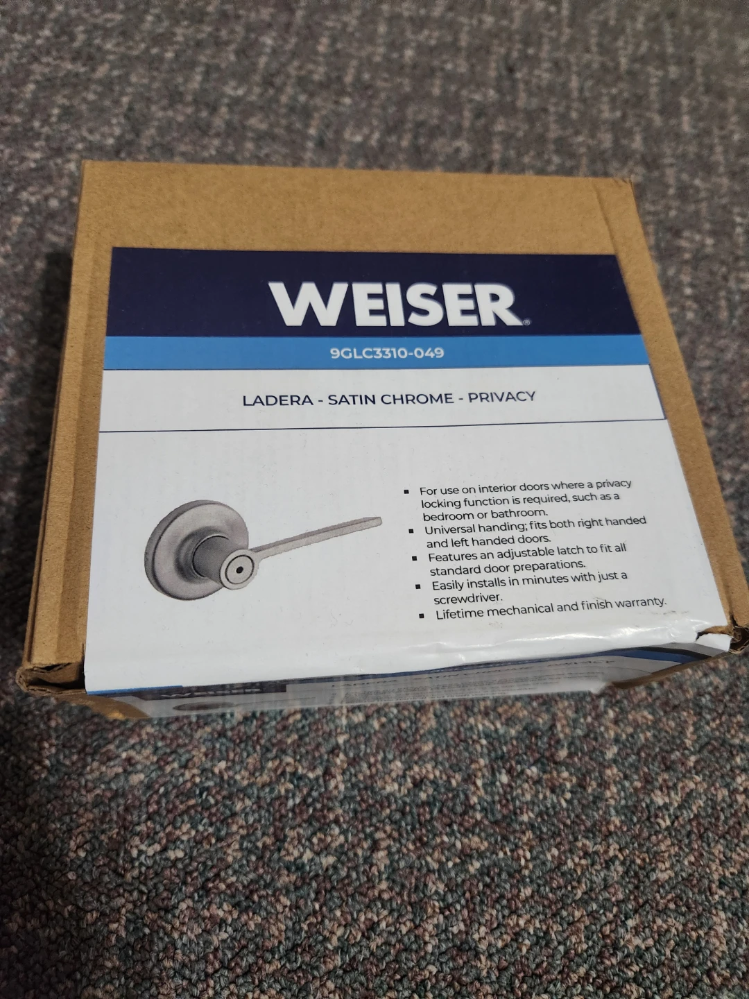 Weiser Ladera Privacy Lever - Satin Chrome