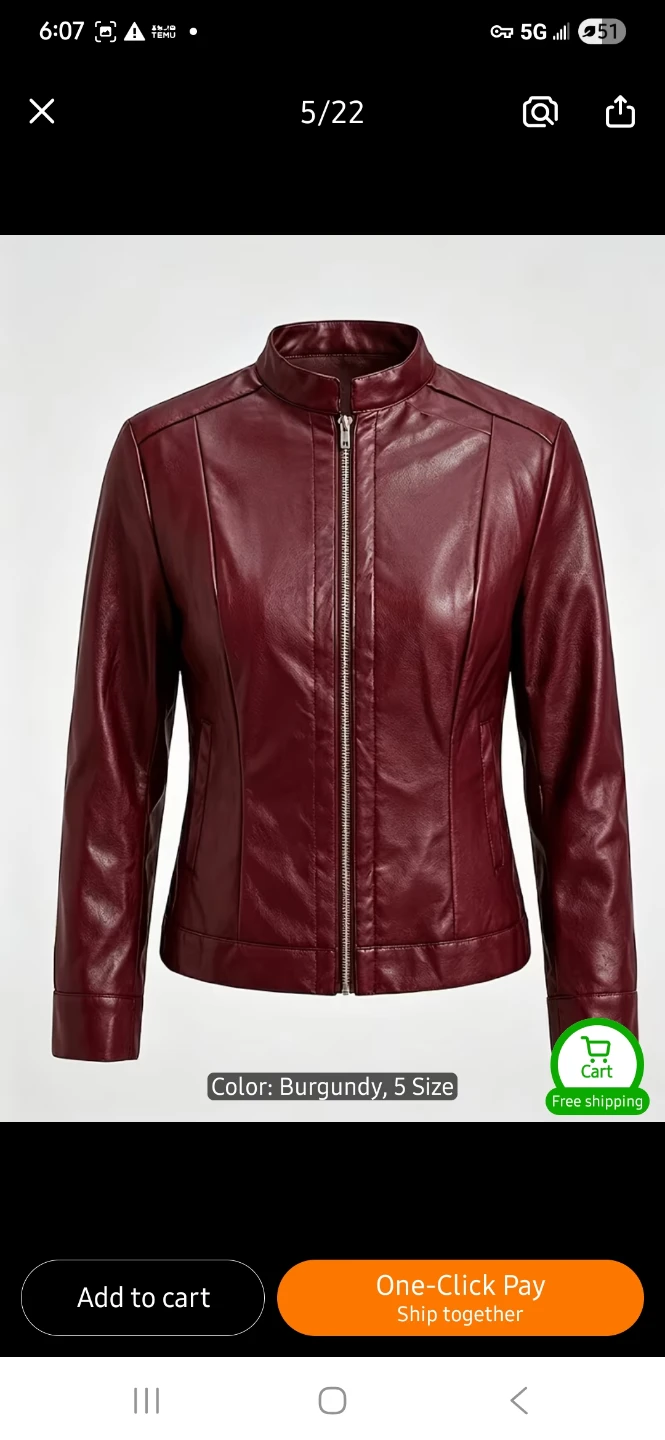 NEW (M) Burgundy Faux Leather Jacket