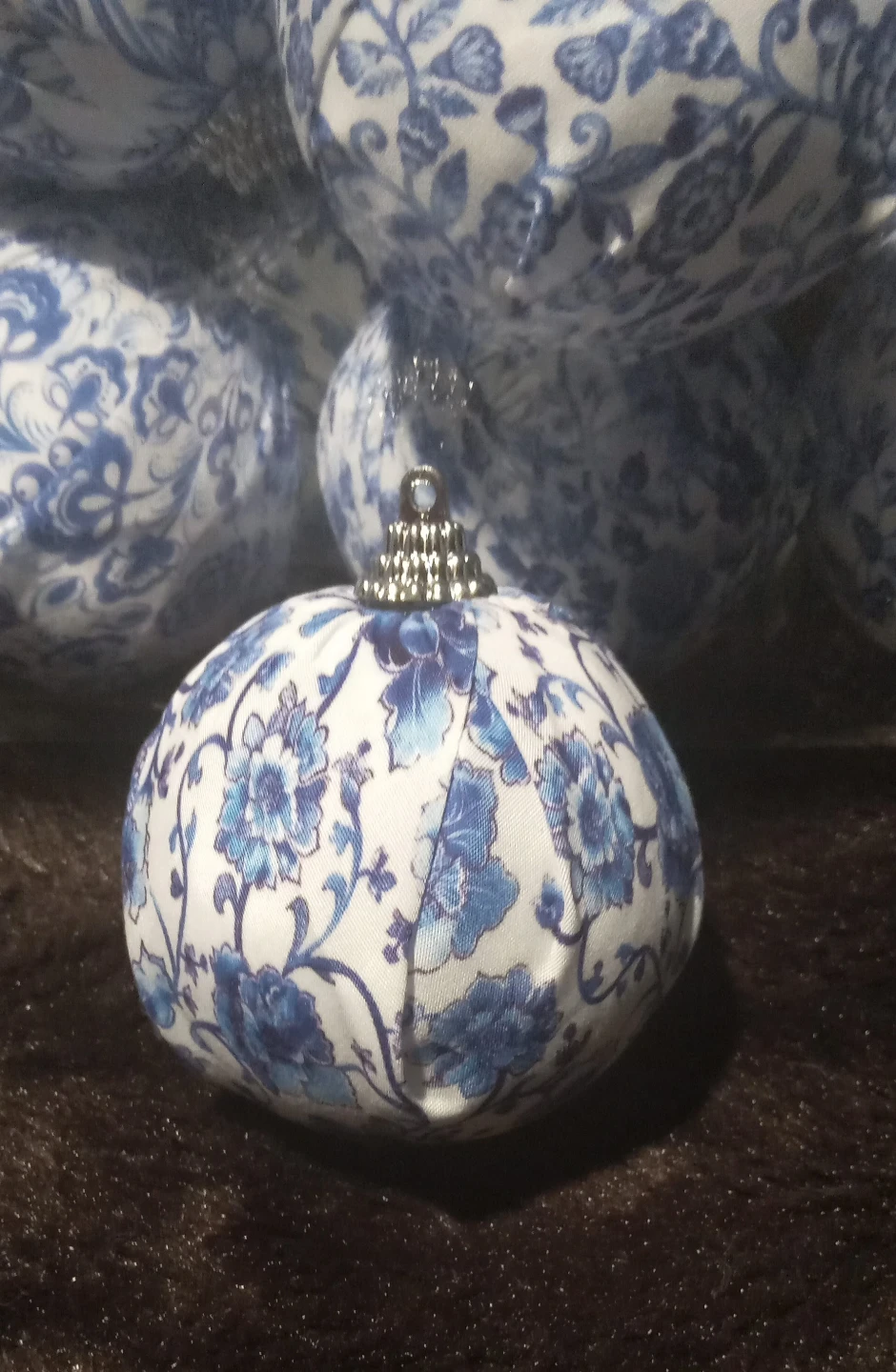 Blue and White Floral Christmas Ornaments