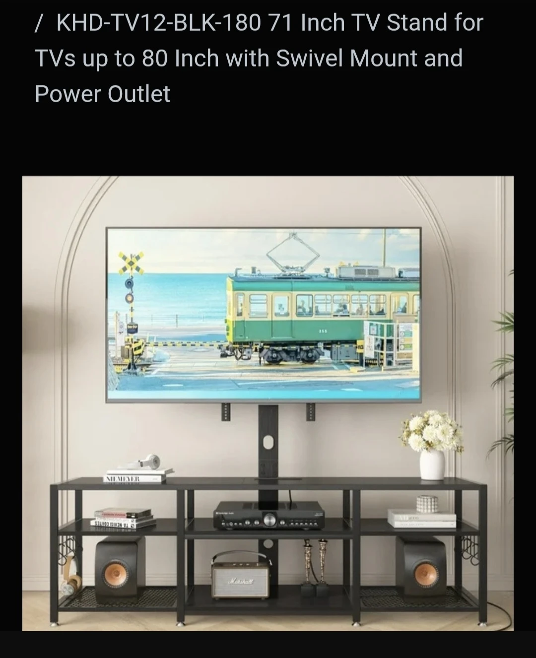 VECELO 71 Inch Swivel TV Stand