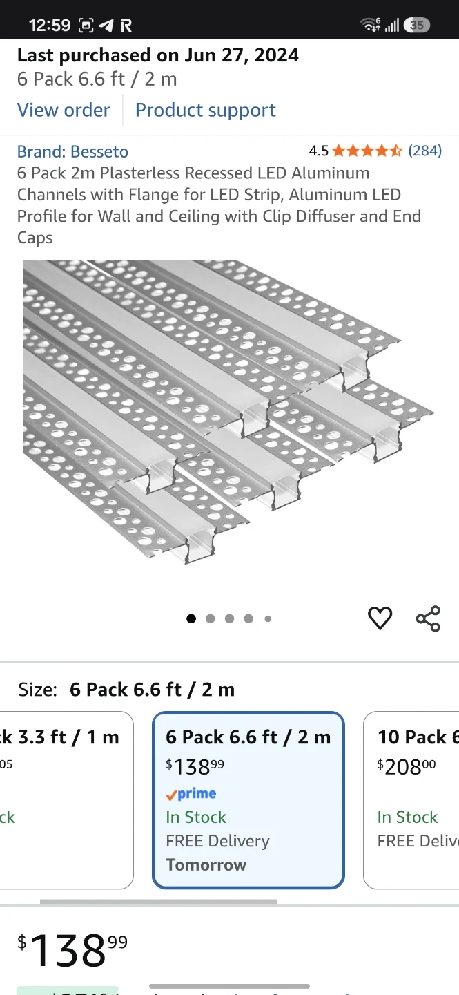 Besseto 5 Pack Plasterless Recessed LED Aluminum Channels