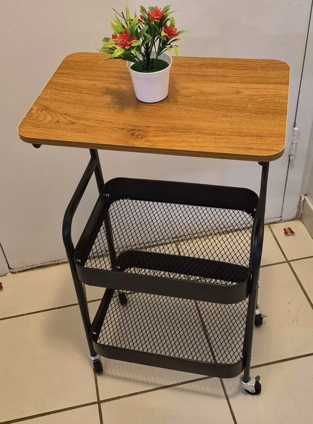 3-Tier Rolling Storage Cart with Wheels- metal frame