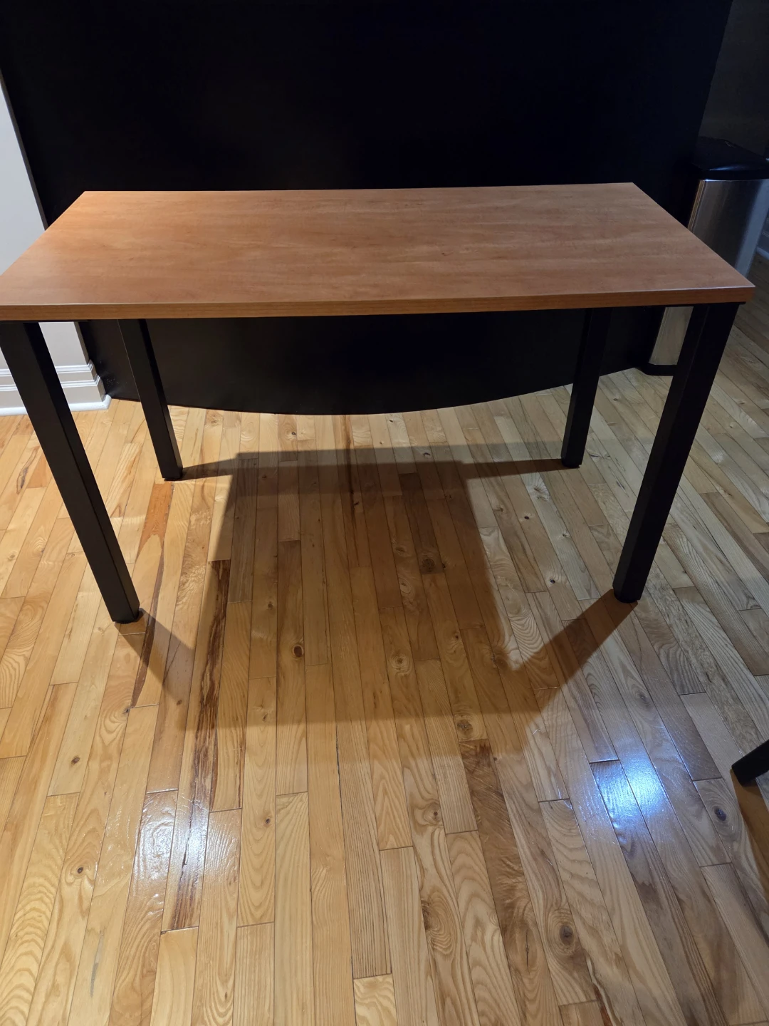 Modern Wood-Look Table / Desk with Black Metal Legs