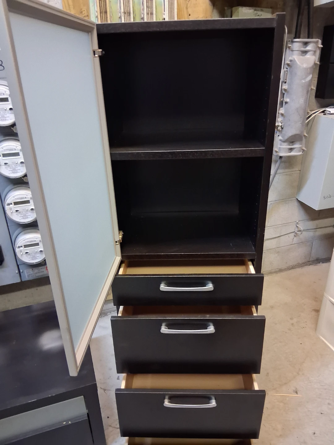 Modern Black and Frosted Glass Storage Set - photo 2