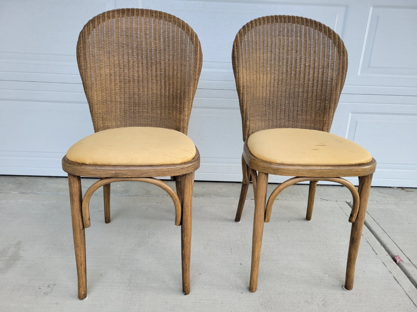 Vintage Woven Wicker/Bentwood Dining Chairs. Coastal/Boho Style - photo 2