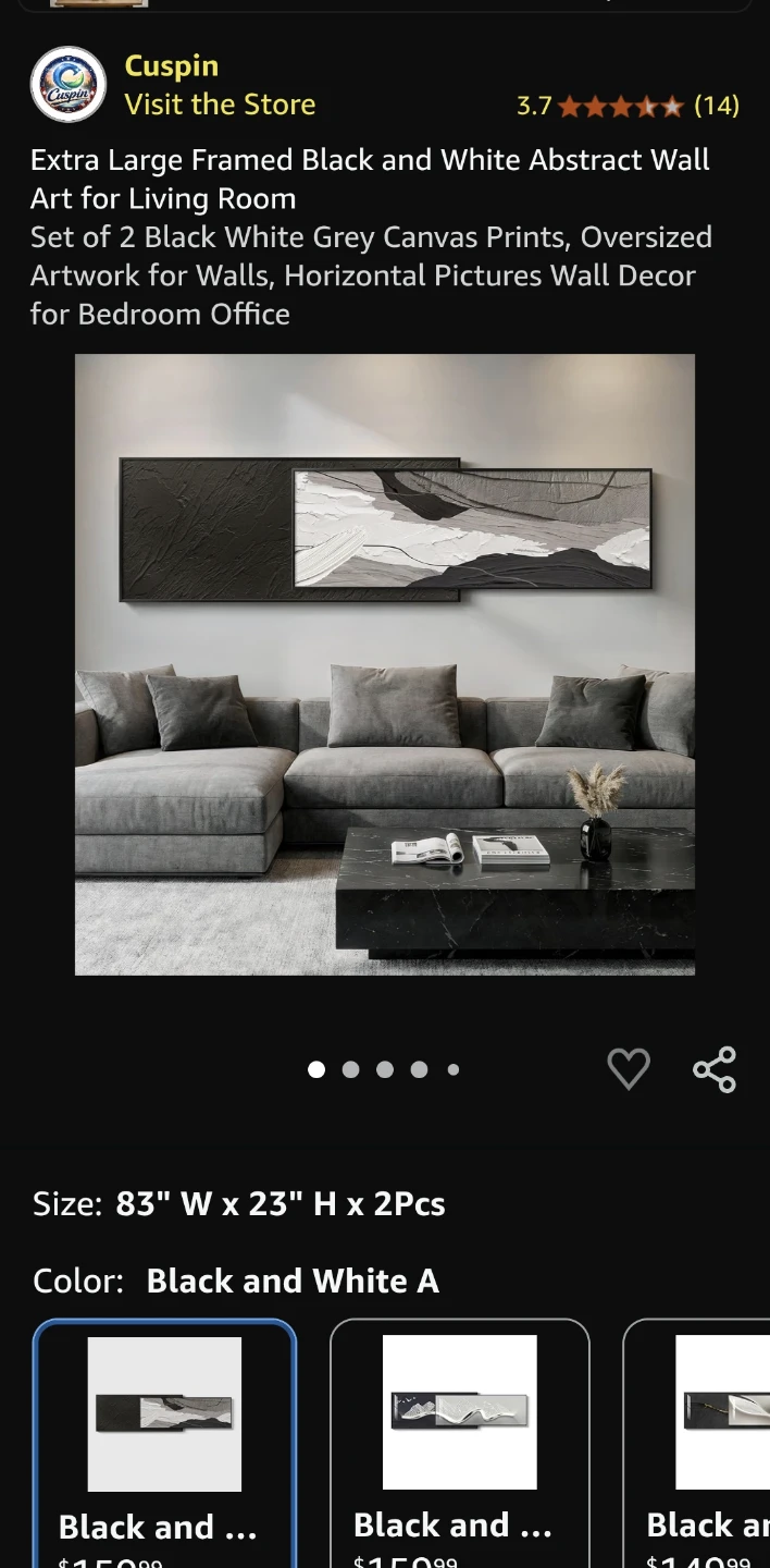 Cuspin Oversized Abstract Wall Art Set