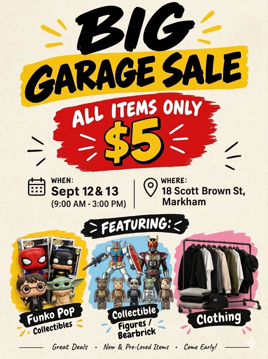 Garage Sale Event in Markham ALL $5