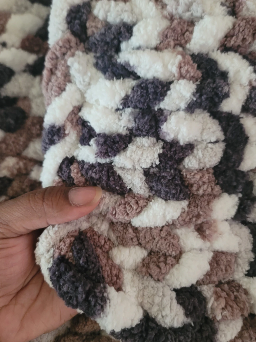 Handcrafted Multicolor Chunky Crochet Blanket 50" × 60" - photo 5