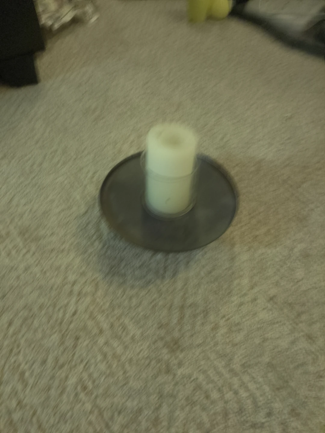 White Pillar Candle with Grey Plate Holder