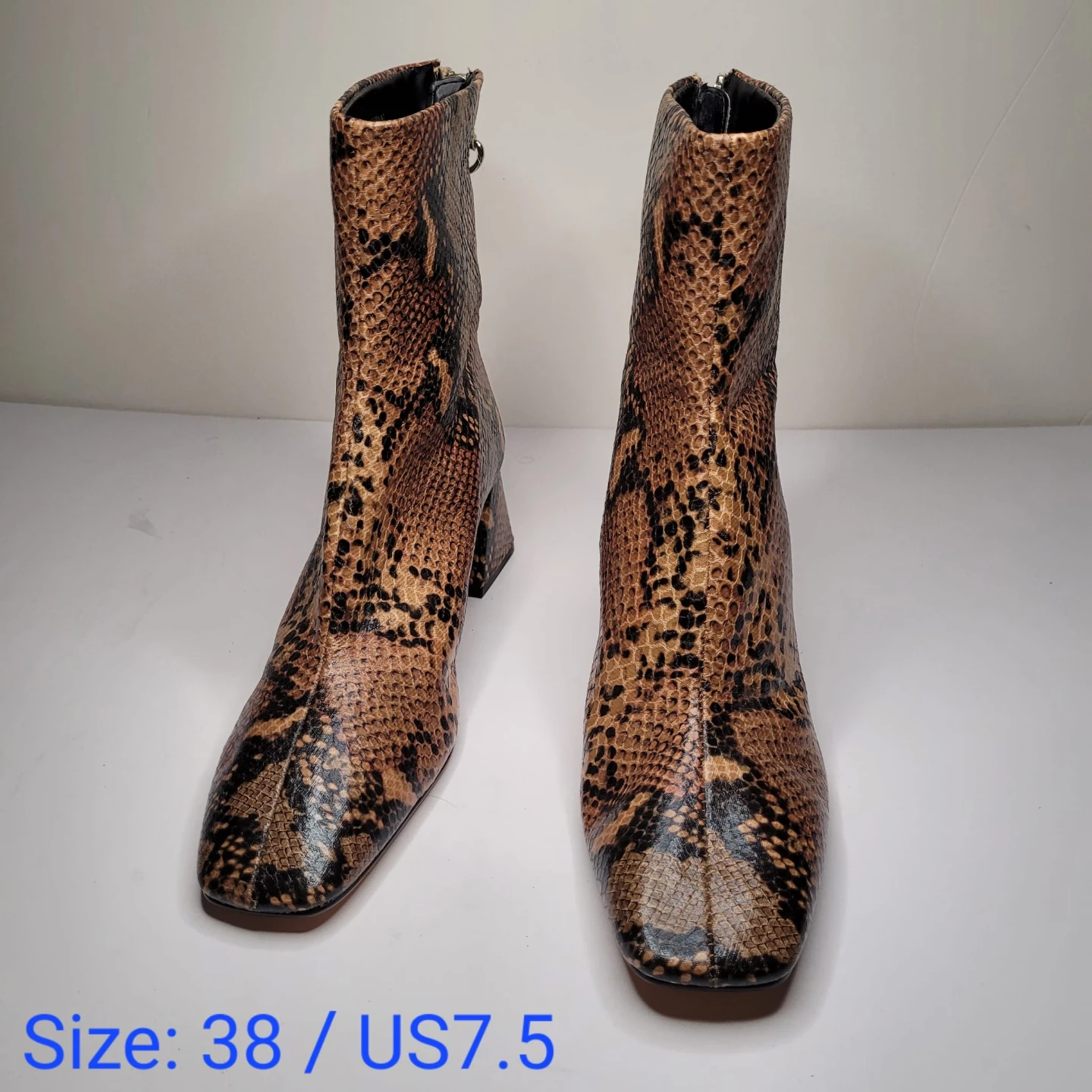 Snake Print Ankle Boots Size 38