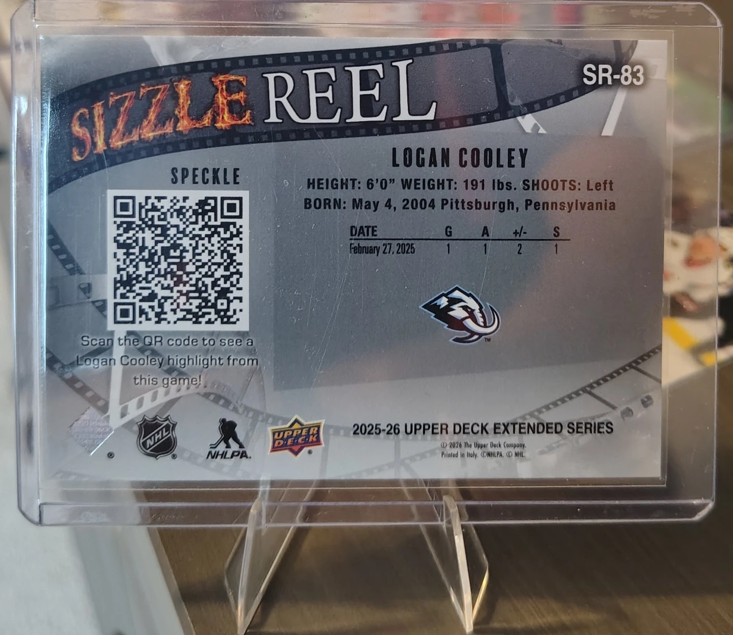 2025-26 UD Extended Series Logan Cooley Sizzle Reel Speckle - photo 2