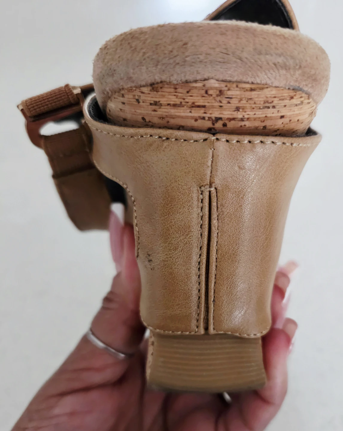 Tan and Black Wedge Sandals - photo 4
