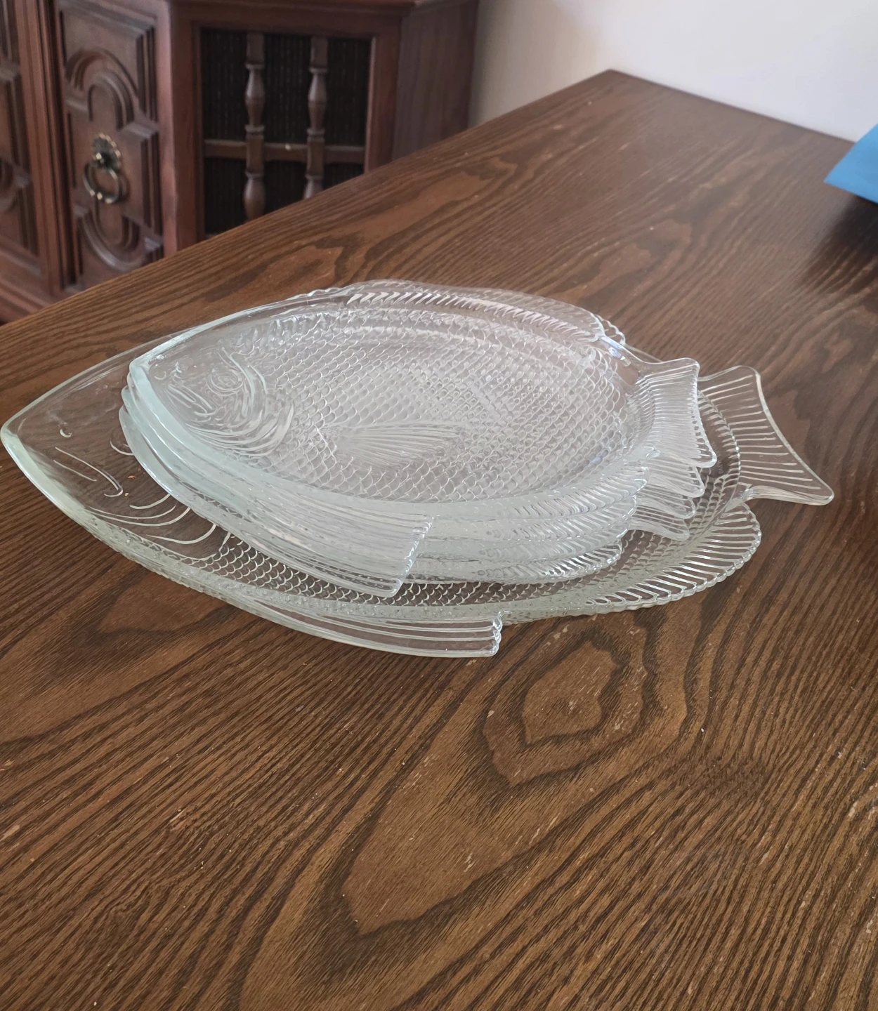 Set of 5 Clear Glass Fish Plates