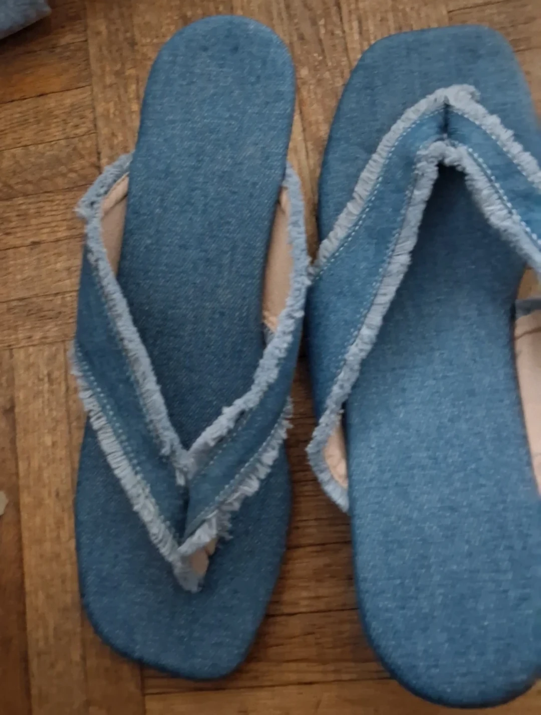 Denim Slide Sandals with Block Heels - Size 38 - photo 3