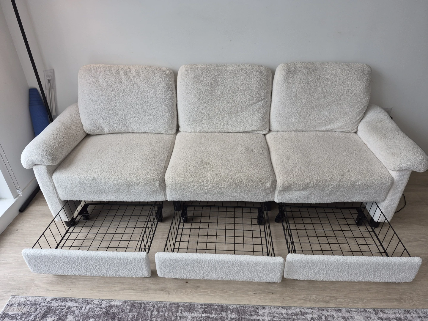 White 3-Seater Sofa with Storage