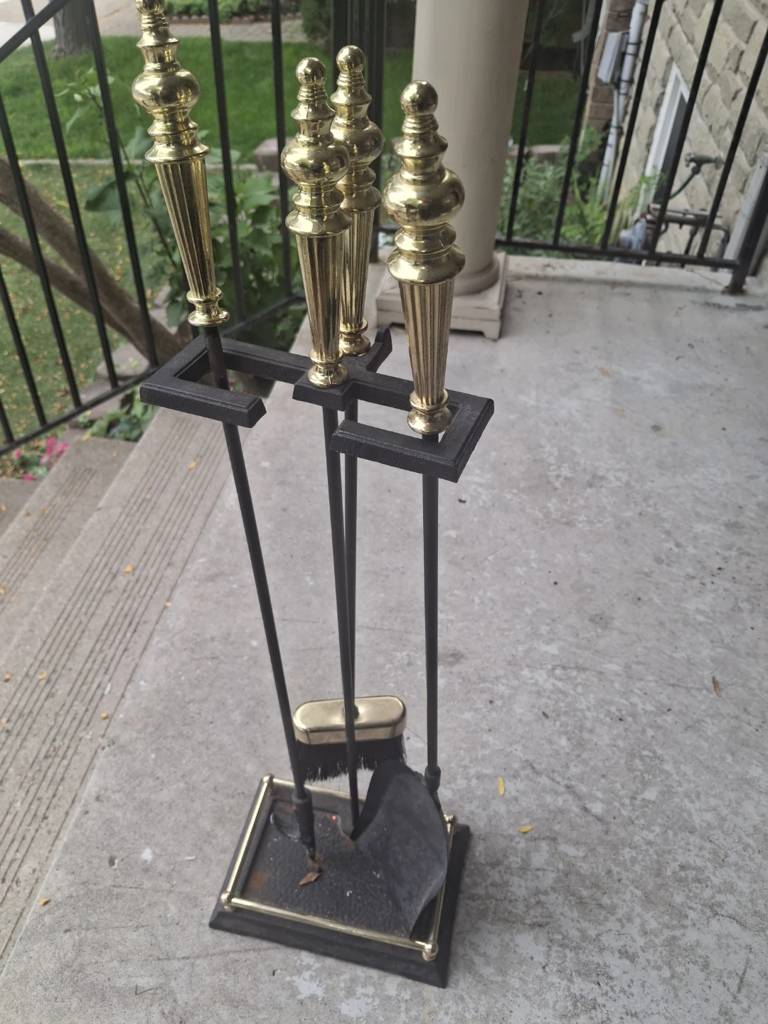 Fireplace Tool Set with Brass Handles