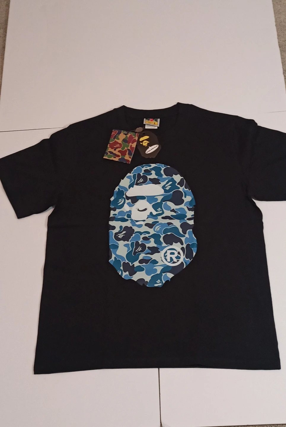 A Bathing Ape Black T-Shirt with Camo Ape Head Graphic - photo 2