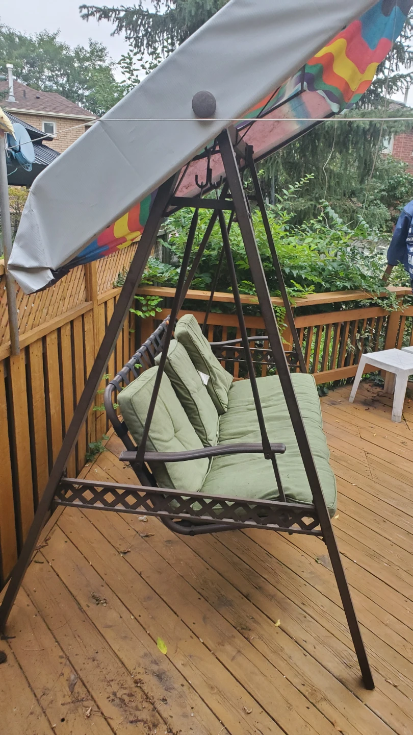 Outdoor patio swing with rainbow canopy - photo 2
