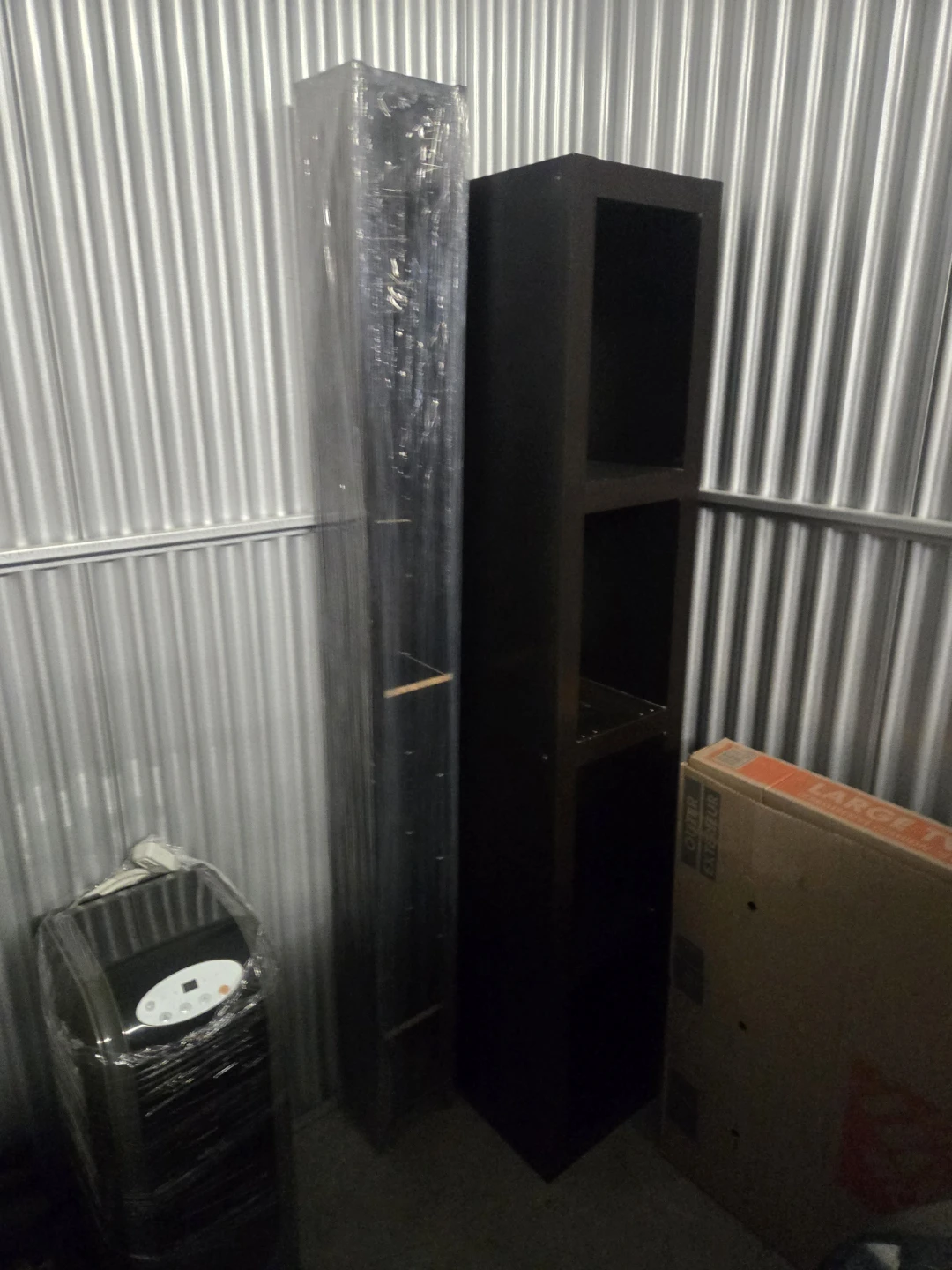 Tall Dark Wood Shelving Unit