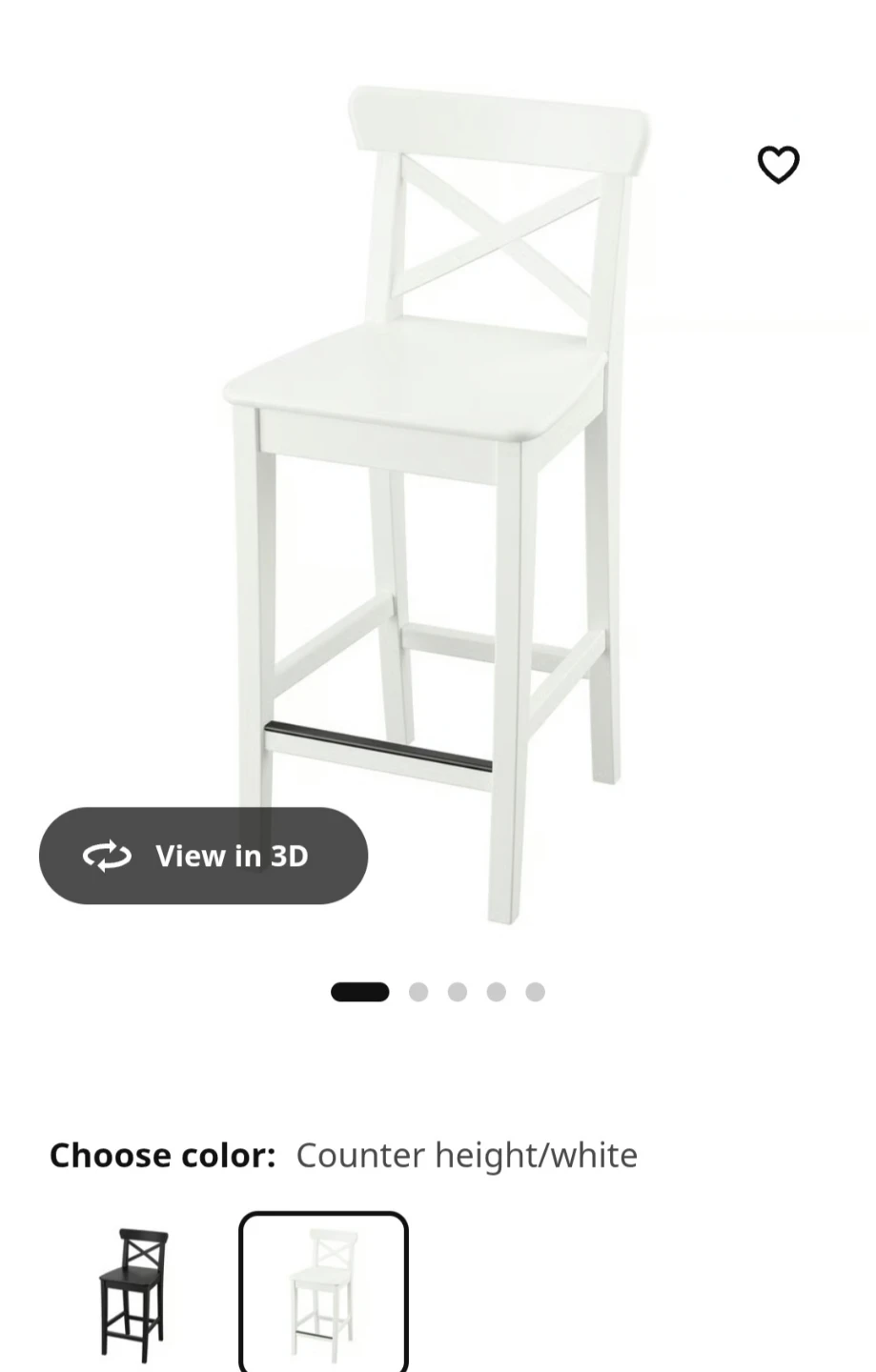 Set of three White Kitchen Counter Height Stools
