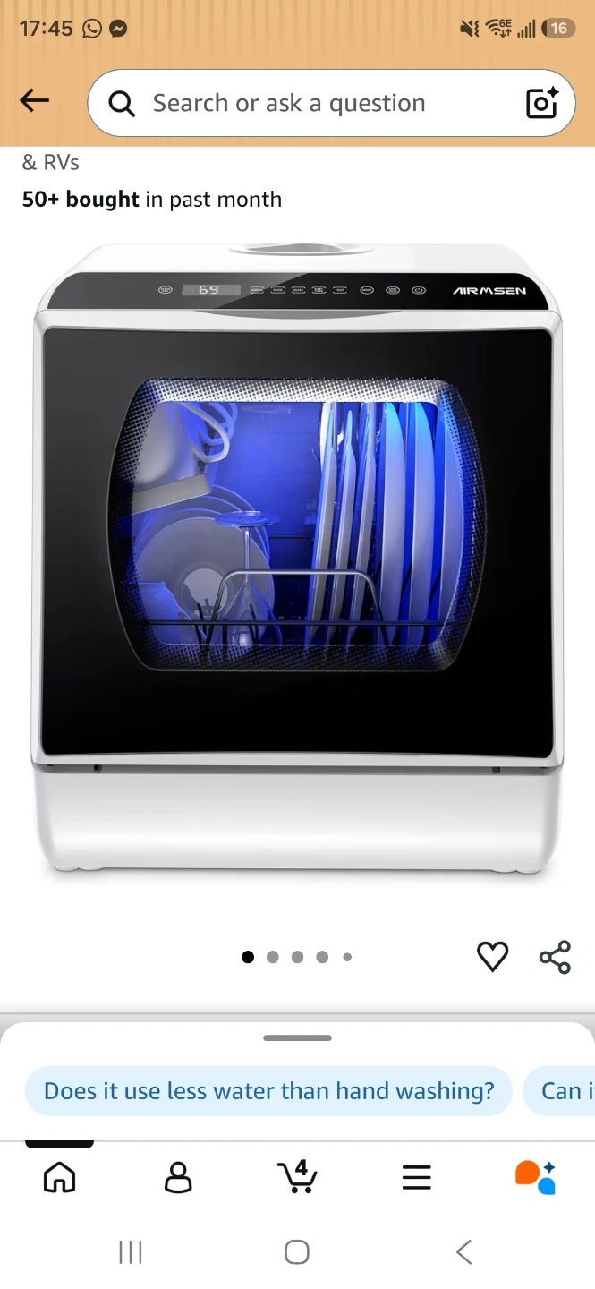 AIRMSEN Portable Countertop Dishwasher, No Hookup Needed