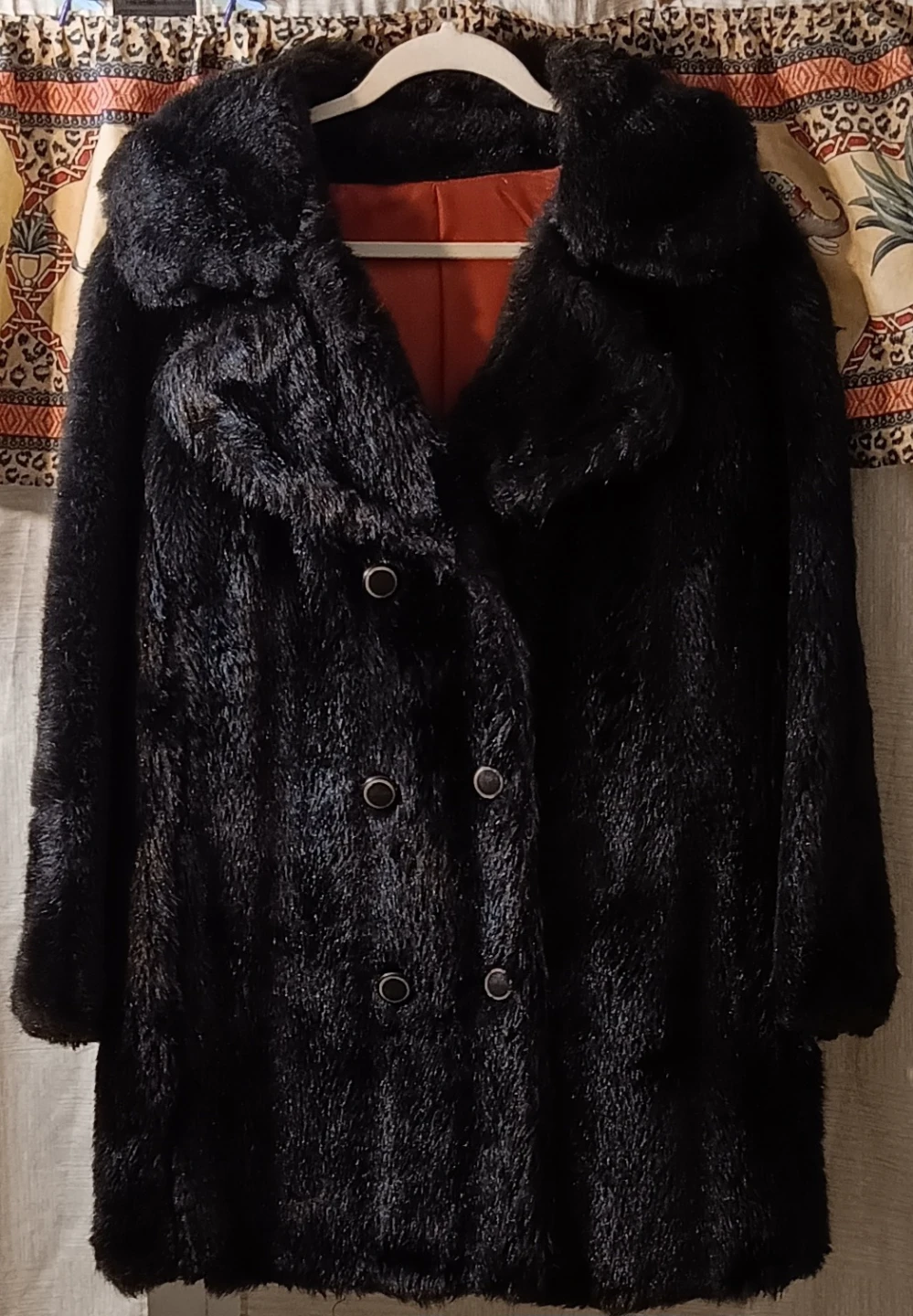 Vintage 60s Black Borgana Faux Fur Coat MOB WIFE Glam