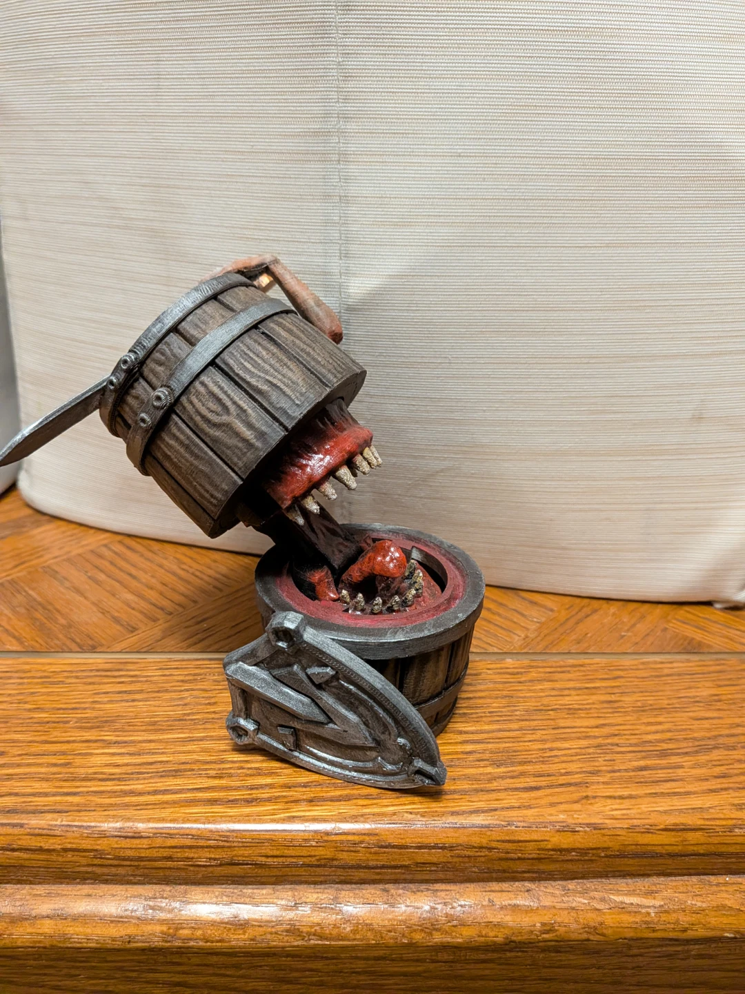 Wooden Barrel Mimic Figurine - photo 2