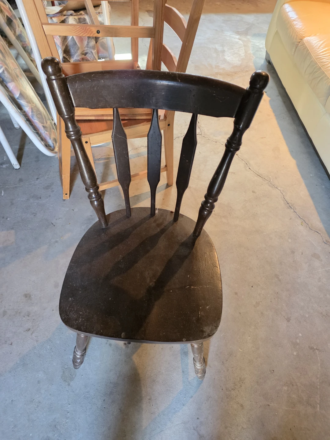 Set of Two Dark Wood Spindle Back Chairs - photo 3