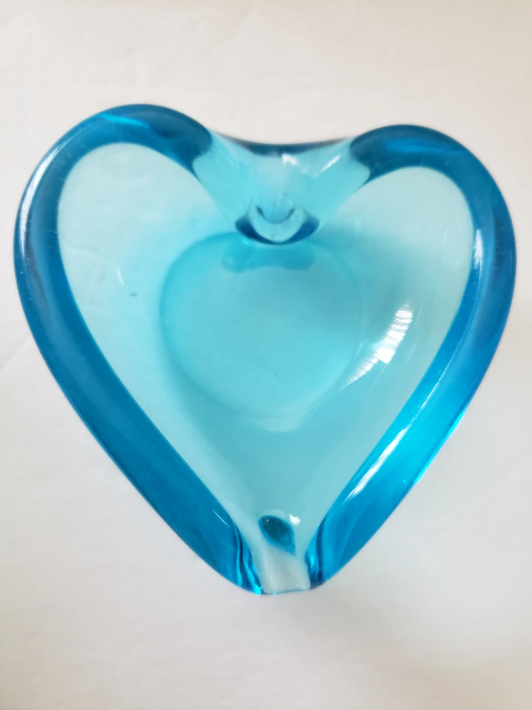 Vintage Blue Heart-Shaped Glass Dish