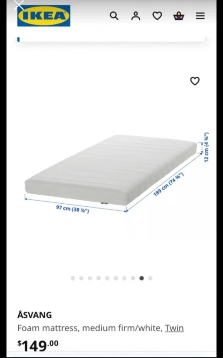 IKEA Asvang Foam Mattress - Twin