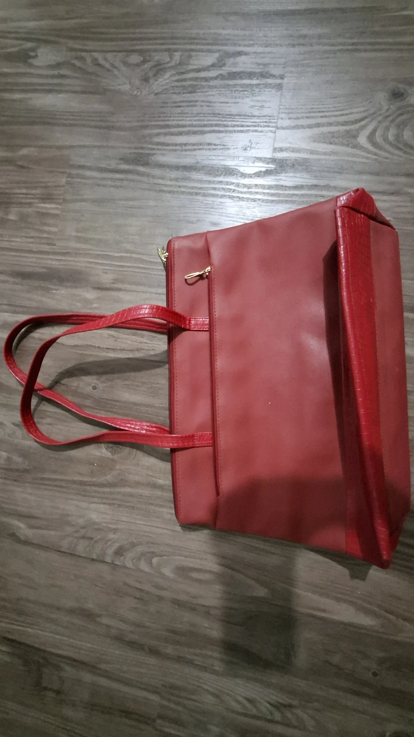 KBF Patterned Shoulder Bag and Red Tote Set