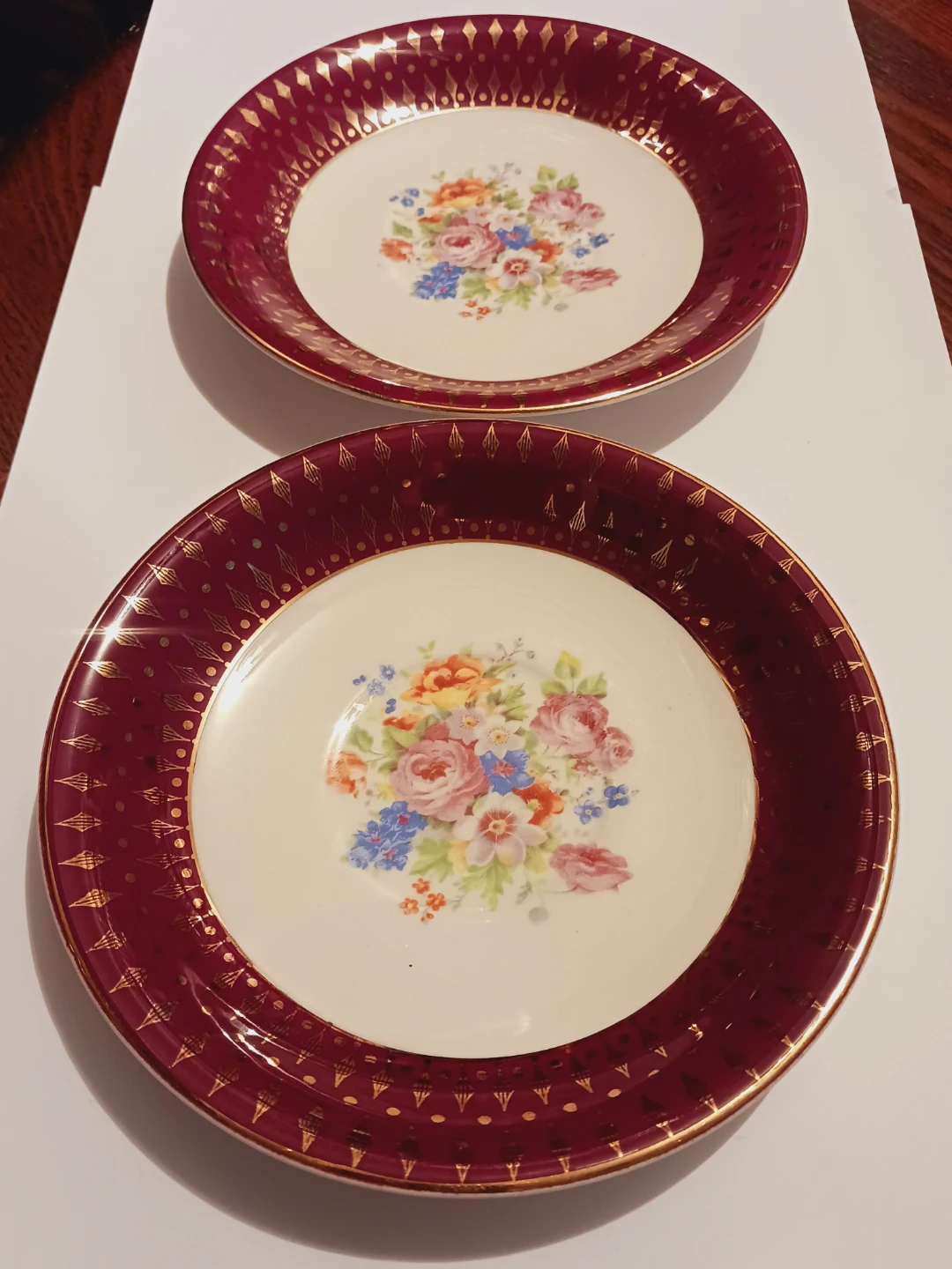 Set of 2 Southern Potteries Royal Rajah Maroon  Plates