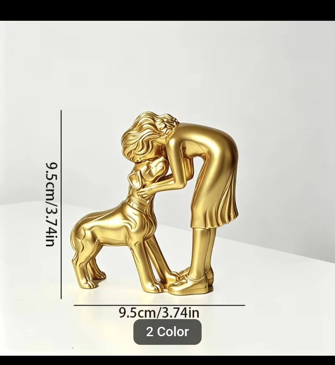 Woman & Dog Bronze Sculpture *new - photo 3