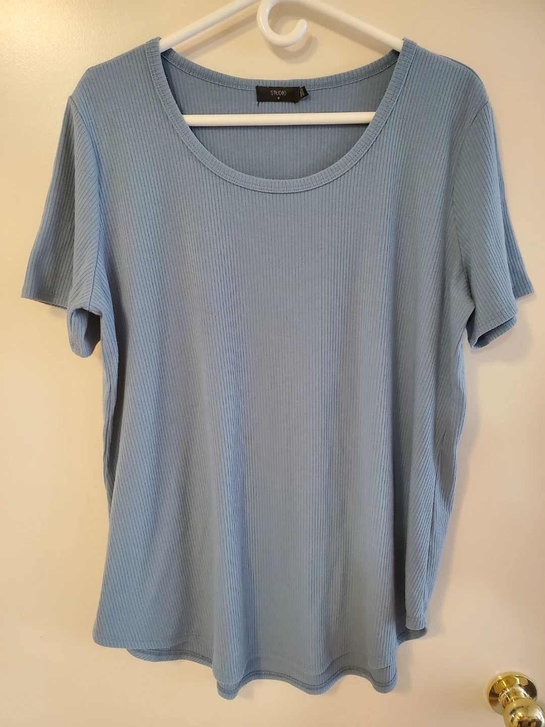 Studio 1X Blue Ribbed Short Sleeve Top 🏈