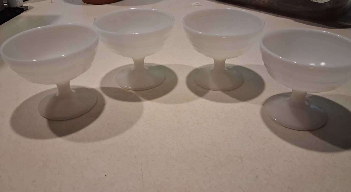 Vintage Hazel Atlas White Platonite Sherbert dishes - photo 3