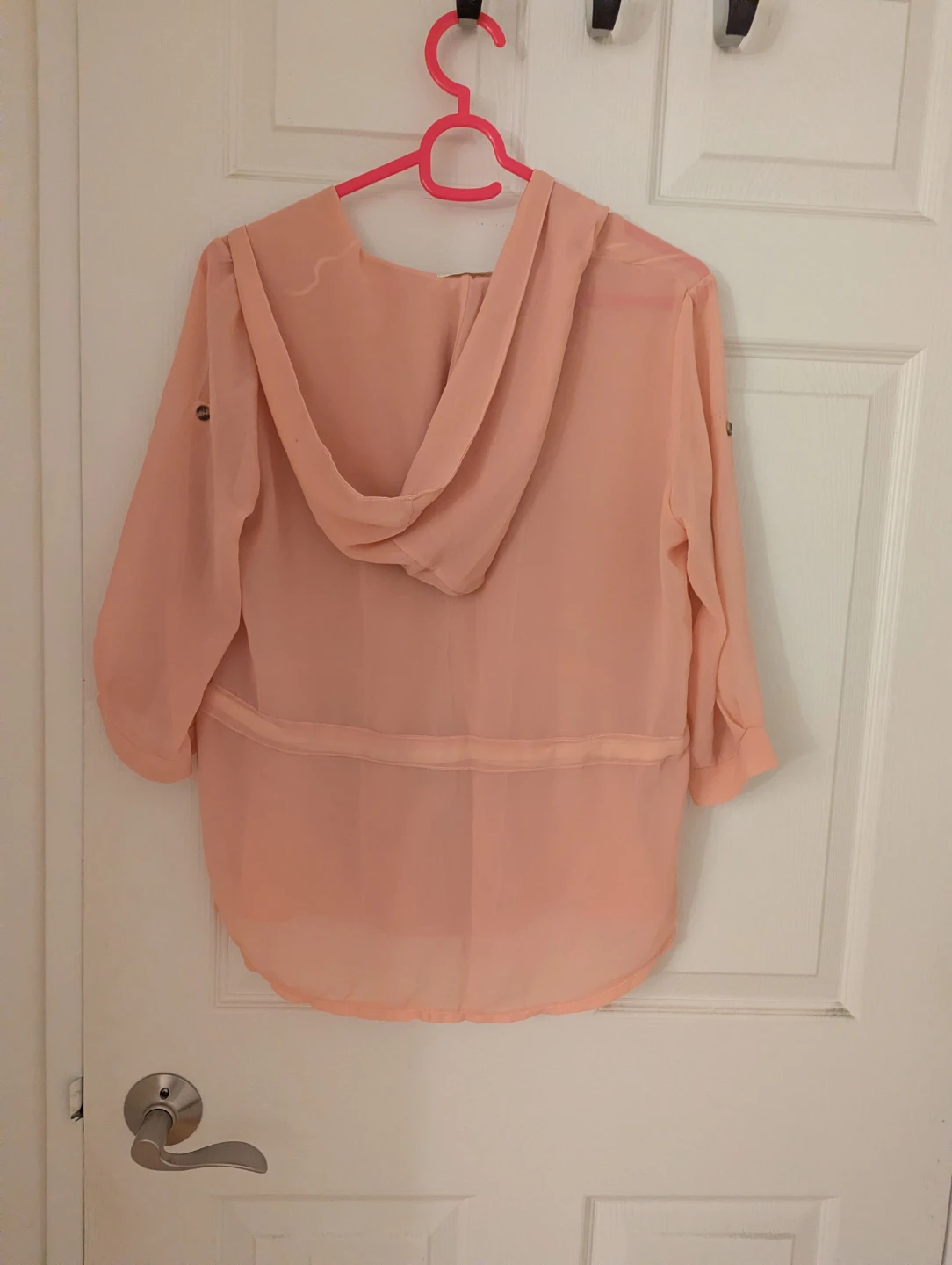 Peach Sheer Hooded Blouse /Jacket/ Cover up - photo 2