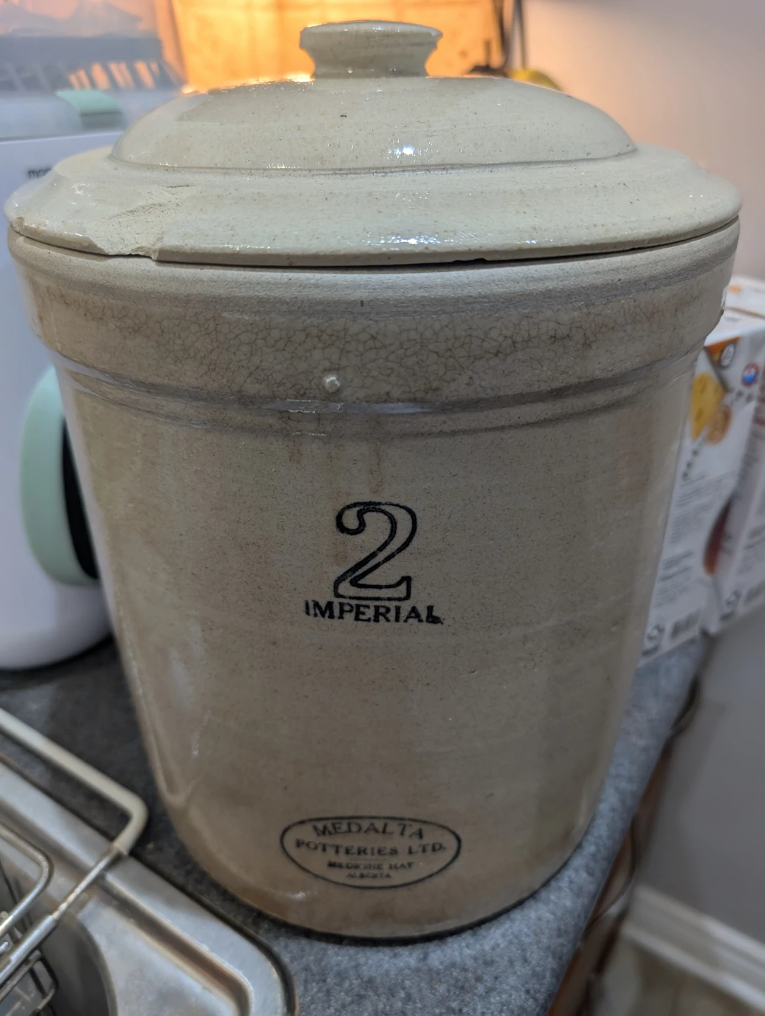 Vintage Medalta Potteries 2 Gallon Stoneware Crock