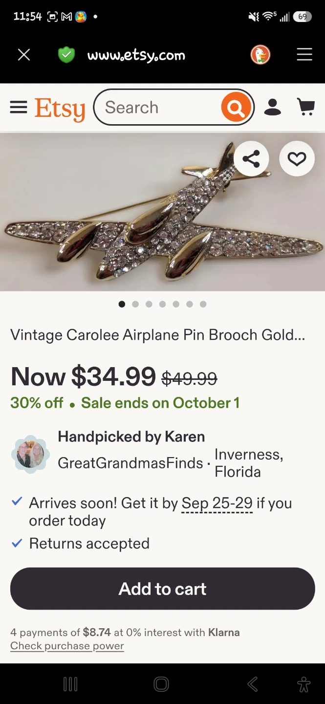 Vintage Airplane Rhinestone Brooch Pin - photo 3