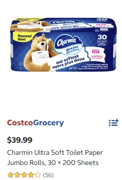 Charmin Ultra Soft Toilet Paper Jumbo Rolls, 30 Count