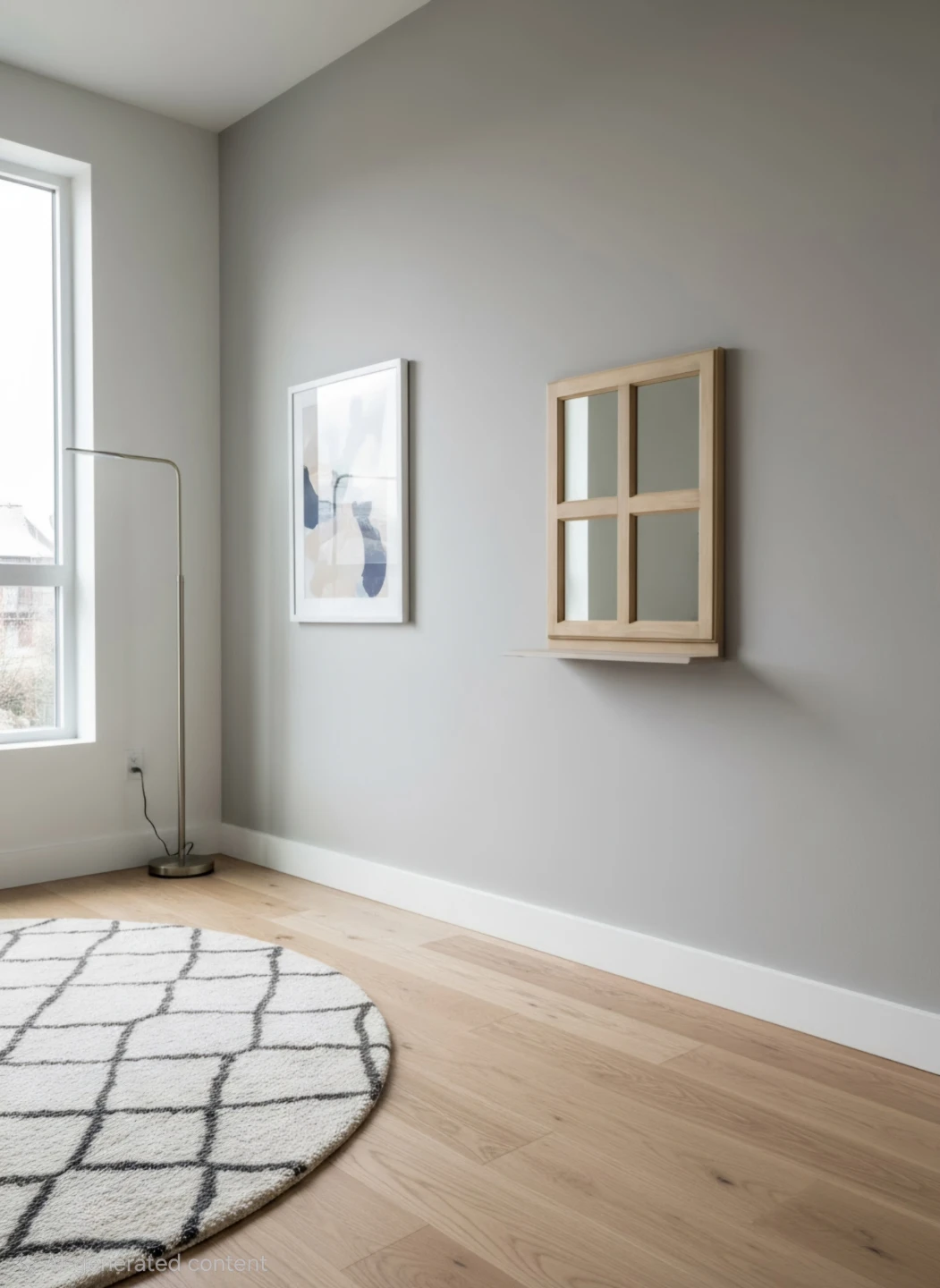 Window pane wall mirror with shelf - photo 3