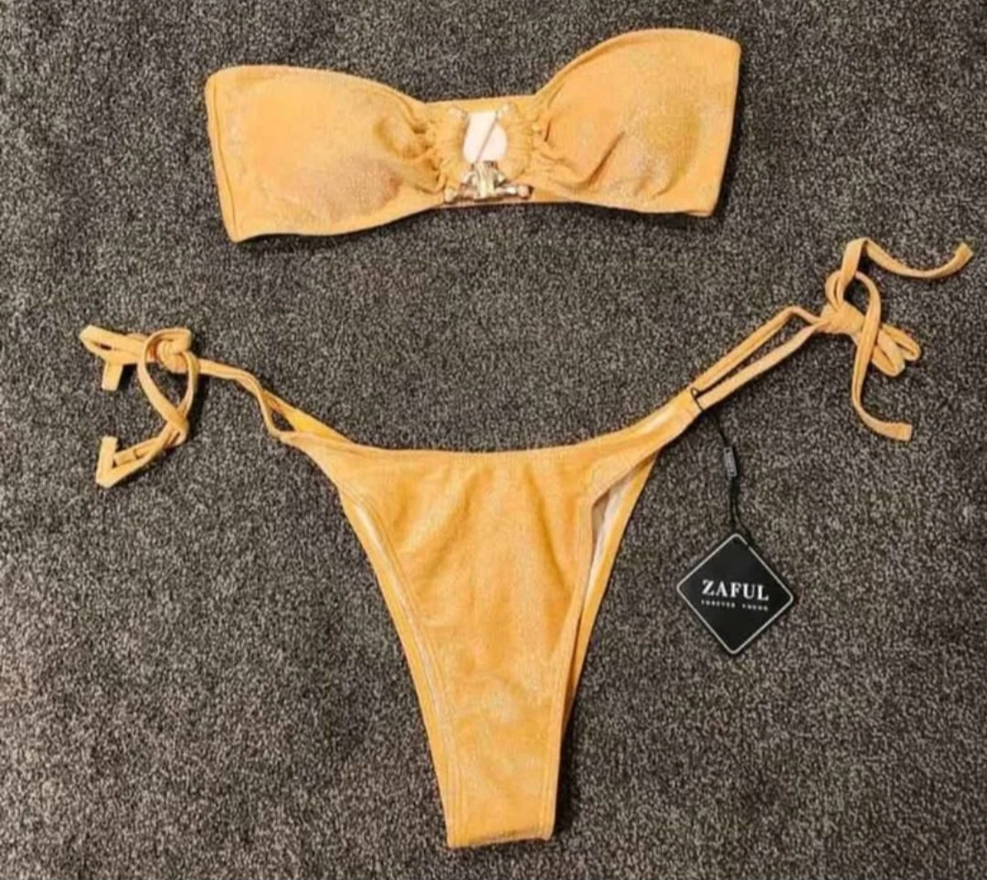New Zaful Gold Shimmer Bikini Set