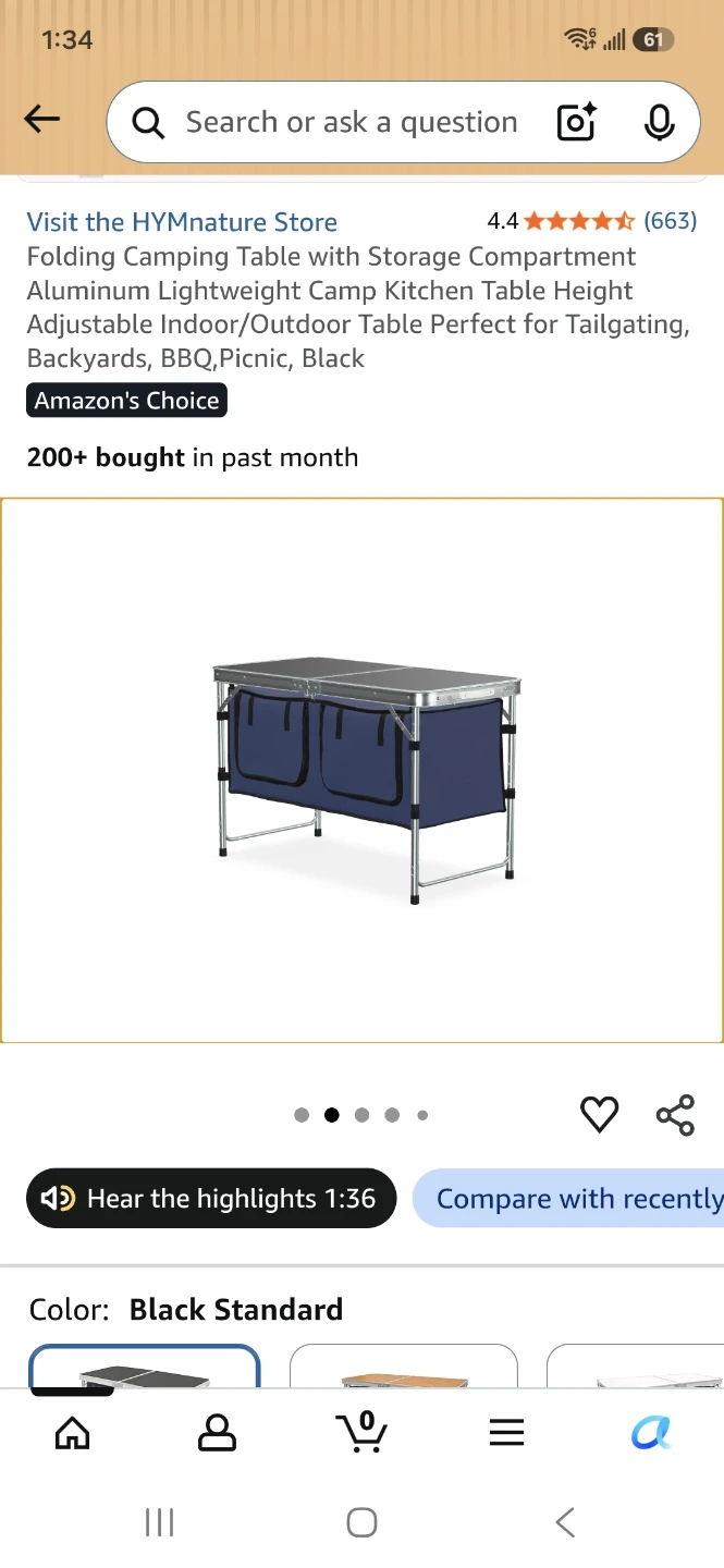 HYMnature Folding Camping Table with Storage - photo 2