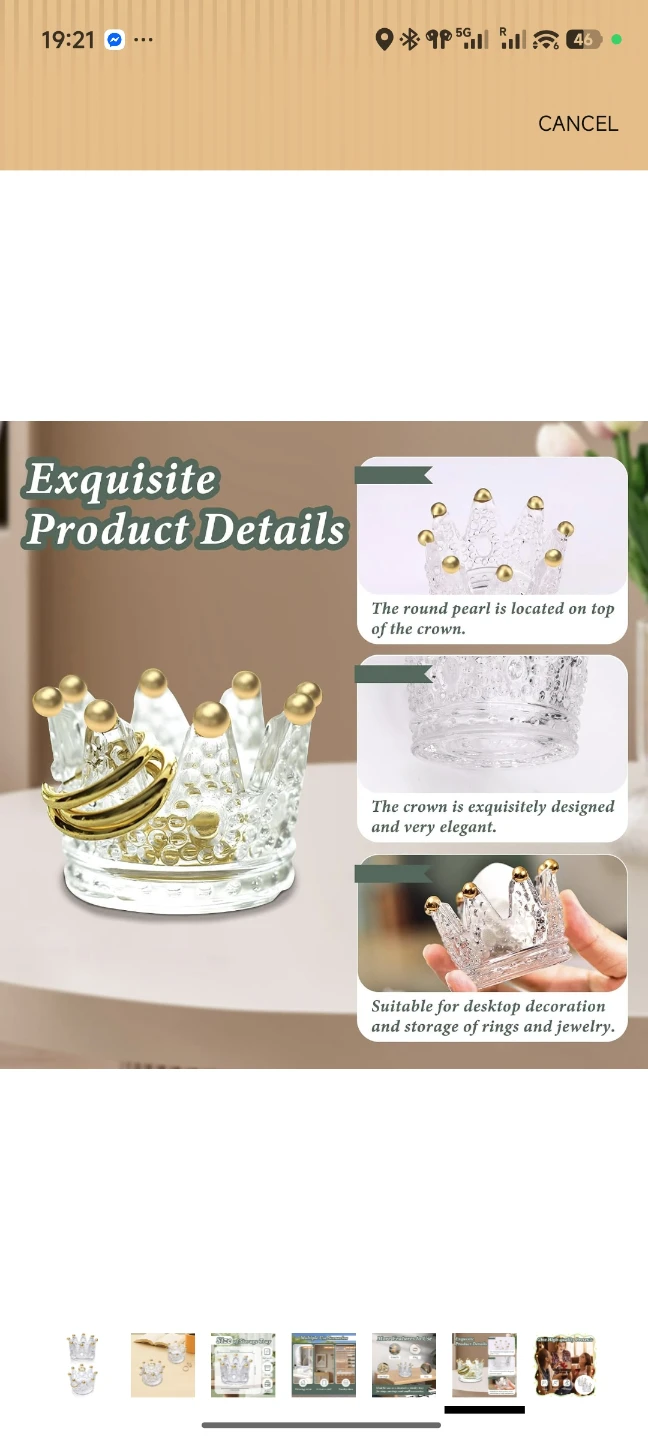 Set of 2 Glass Crown Storage Trays - photo 5