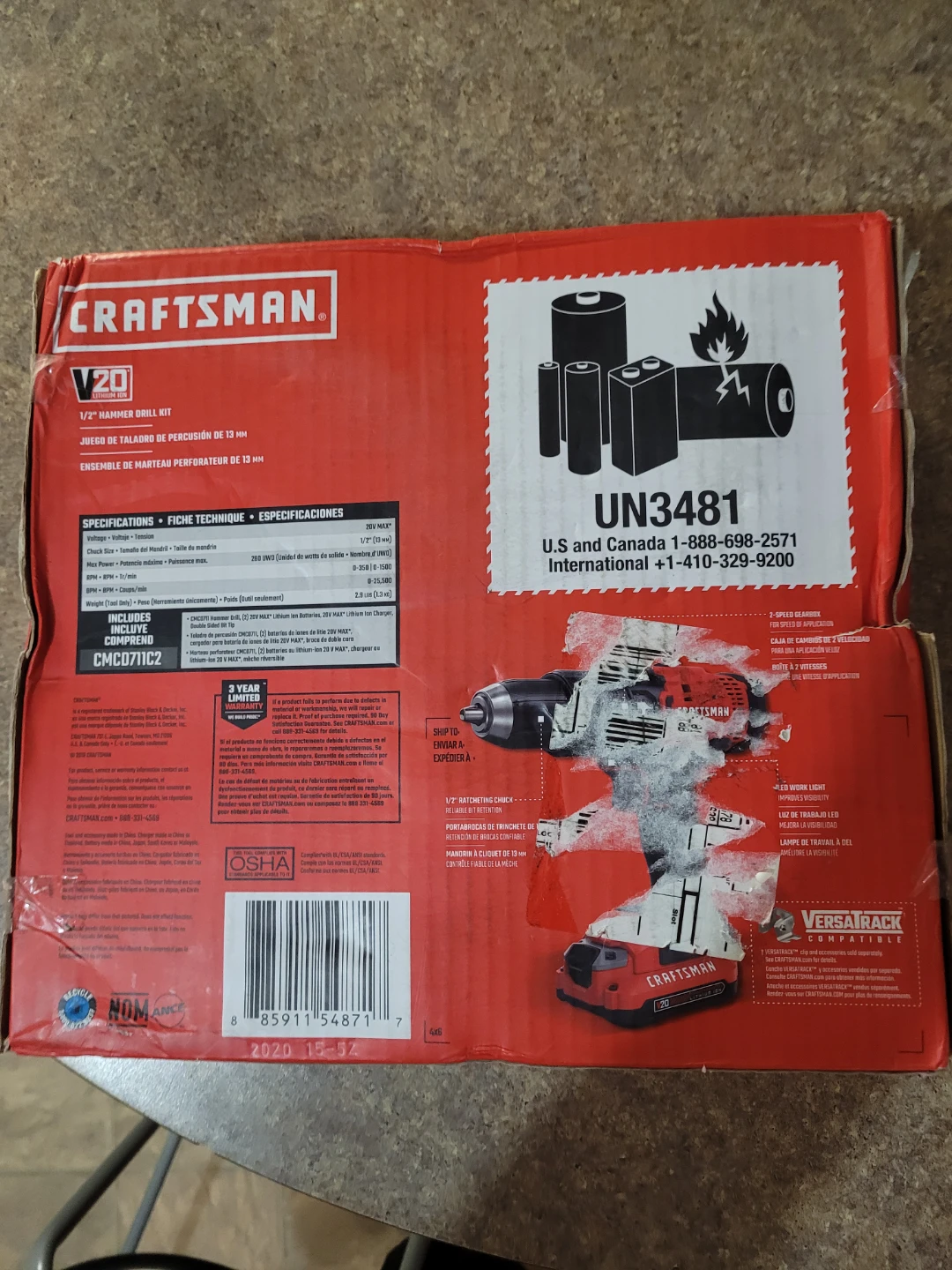 Craftsman V20 1/2" Hammer Drill Kit CMC0711C2