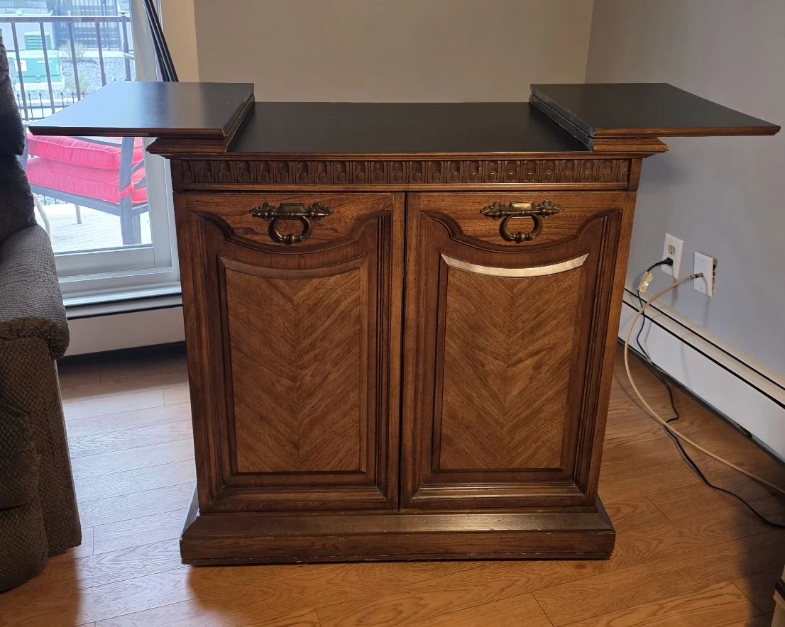 Vintage French Provincial Flip-Top Dry Bar Cabinet - photo 2