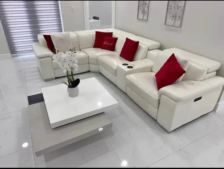 White Leather Sectional Sofa